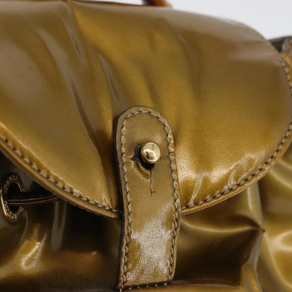 GUCCI Bamboo Backpack Patent leather Gold Tone 003 1705 0030 Auth ka2998