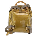 GUCCI Bamboo Backpack Patent leather Gold Tone 003 1705 0030 Auth ka2998-2