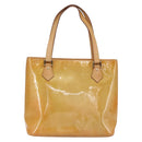 LOUIS VUITTON Monogram Vernis Houston Hand Bag Beige M91004 LV Auth ka300-2