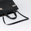 Salvatore Ferragamo Hand Bag Leather 2way Black Silver Auth ka3005-9