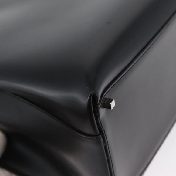 Salvatore Ferragamo Hand Bag Leather 2way Black Silver Auth ka3005