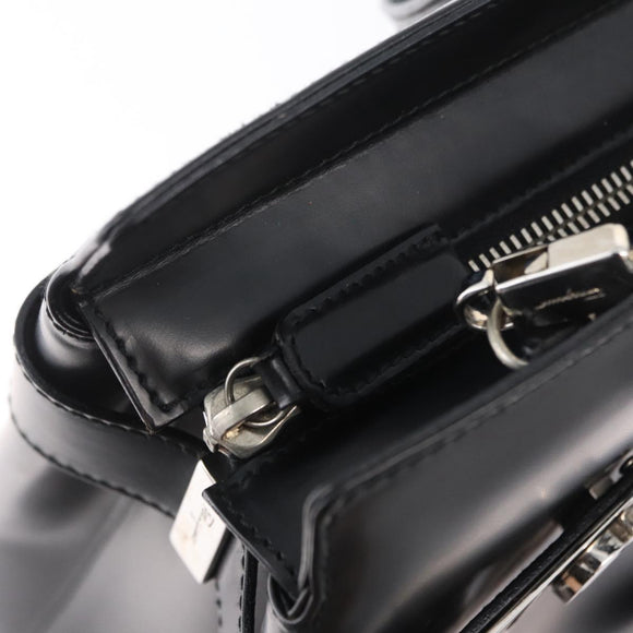 Salvatore Ferragamo Hand Bag Leather 2way Black Silver Auth ka3005