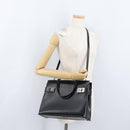 Salvatore Ferragamo Hand Bag Leather 2way Black Silver Auth ka3005-26