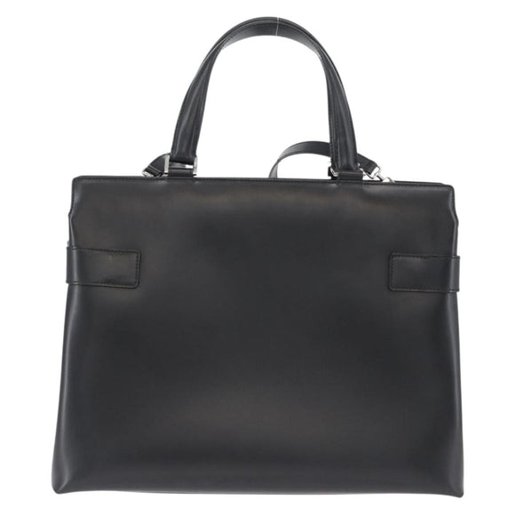 Salvatore Ferragamo Hand Bag Leather 2way Black Silver Auth ka3005
