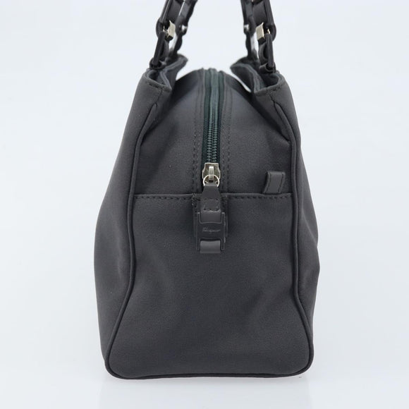 Salvatore Ferragamo Hand Bag Canvas Gray Auth ka3010