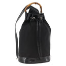 GUCCI Bamboo Body Bag Nylon Black Silver 003 2113 0036 Auth ka3012-1