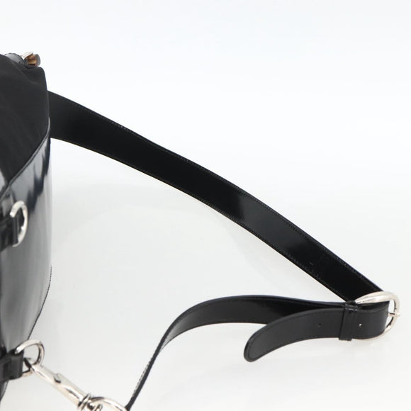 GUCCI Bamboo Body Bag Nylon Black Silver 003 2113 0036 Auth ka3012