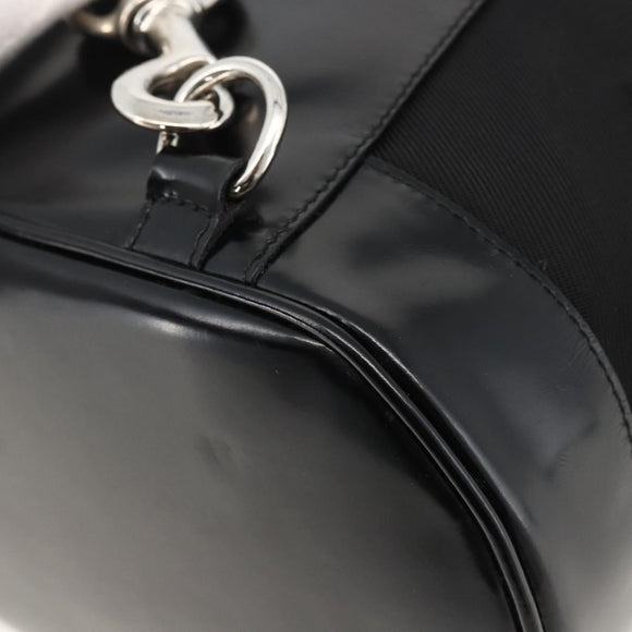 GUCCI Bamboo Body Bag Nylon Black Silver 003 2113 0036 Auth ka3012