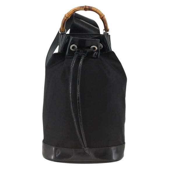GUCCI Bamboo Body Bag Nylon Black Silver 003 2113 0036 Auth ka3012