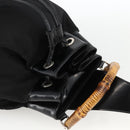 GUCCI Bamboo Body Bag Nylon Black Silver 003 2113 0036 Auth ka3012-6