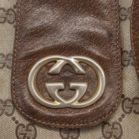 GUCCI GG Supreme Shoulder Bag PVC Beige Gold Auth ka3015