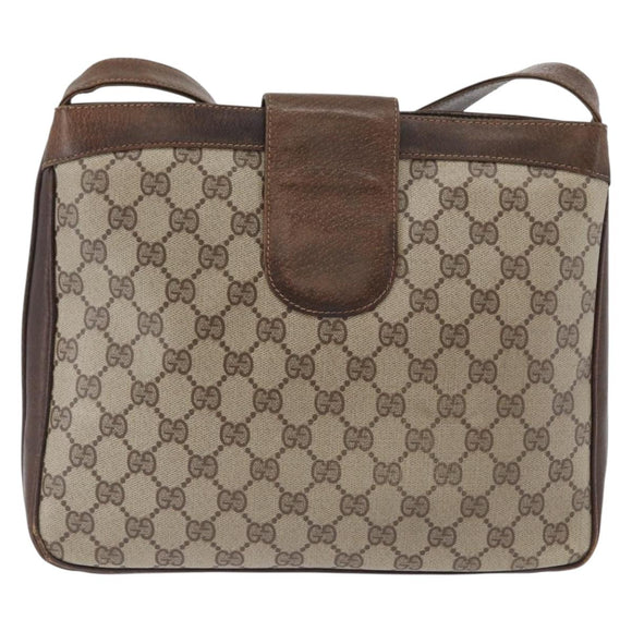GUCCI GG Supreme Shoulder Bag PVC Beige Gold Auth ka3015