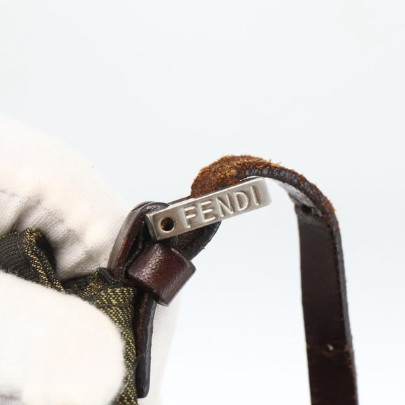 FENDI Zucca Canvas Shoulder Bag Black Brown Auth ka3016