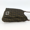 FENDI Zucca Canvas Shoulder Bag Black Brown Auth ka3016-4