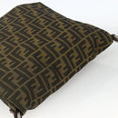 FENDI Zucca Canvas Shoulder Bag Black Brown Auth ka3016-6