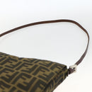 FENDI Zucca Canvas Shoulder Bag Black Brown Auth ka3016-8