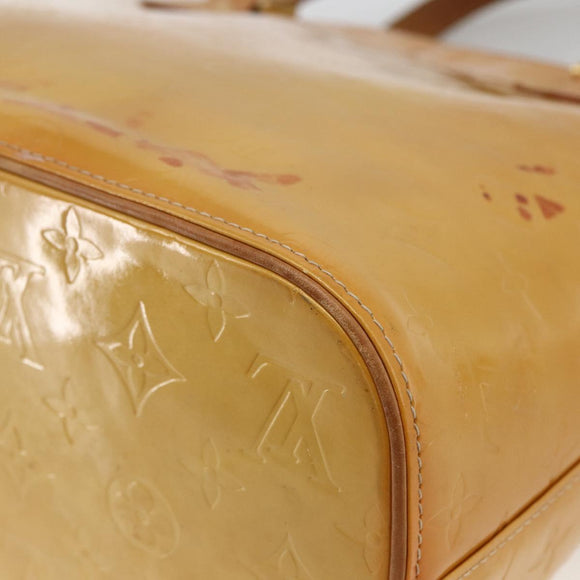 LOUIS VUITTON Monogram Vernis Houston Hand Bag Beige M91004 LV Auth ka3023