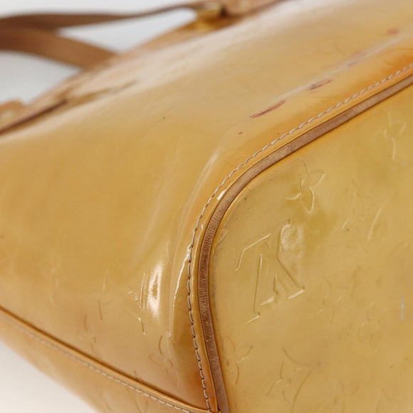 LOUIS VUITTON Monogram Vernis Houston Hand Bag Beige M91004 LV Auth ka3023