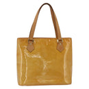 LOUIS VUITTON Monogram Vernis Houston Hand Bag Beige M91004 LV Auth ka3023-13