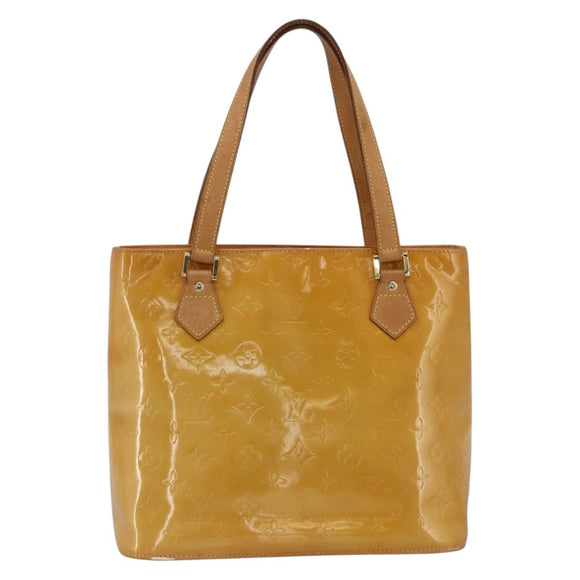 LOUIS VUITTON Monogram Vernis Houston Hand Bag Beige M91004 LV Auth ka3023