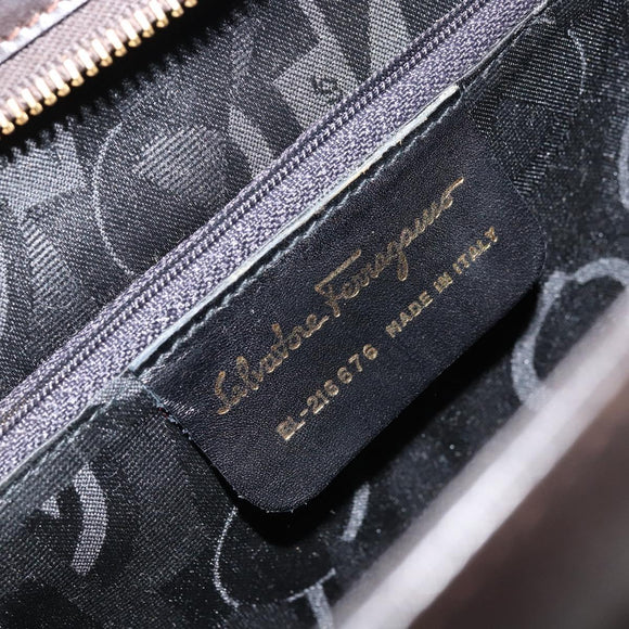 Salvatore Ferragamo Shoulder Bag Leather Brown Gold Auth ka3025