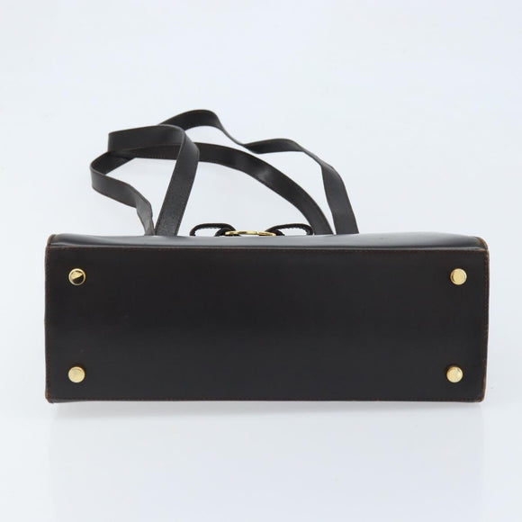 Salvatore Ferragamo Shoulder Bag Leather Brown Gold Auth ka3025