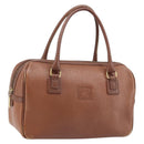 Burberrys Hand Bag Leather Brown Gold Auth ka3026-1
