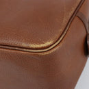 Burberrys Hand Bag Leather Brown Gold Auth ka3026-9
