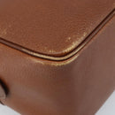 Burberrys Hand Bag Leather Brown Gold Auth ka3026-14