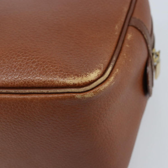 Burberrys Hand Bag Leather Brown Gold Auth ka3026