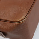 Burberrys Hand Bag Leather Brown Gold Auth ka3026-16