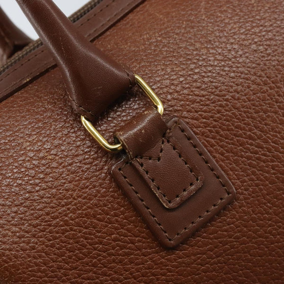 Burberrys Hand Bag Leather Brown Gold Auth ka3026