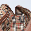 Burberrys Hand Bag Leather Brown Gold Auth ka3026-19