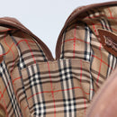 Burberrys Hand Bag Leather Brown Gold Auth ka3026-20