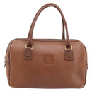 Burberrys Hand Bag Leather Brown Gold Auth ka3026-13