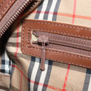 Burberrys Hand Bag Leather Brown Gold Auth ka3026-21