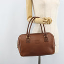 Burberrys Hand Bag Leather Brown Gold Auth ka3026-23