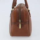 Burberrys Hand Bag Leather Brown Gold Auth ka3026-3