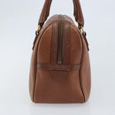 Burberrys Hand Bag Leather Brown Gold Auth ka3026-4