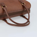 Burberrys Hand Bag Leather Brown Gold Auth ka3026-7
