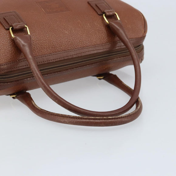 Burberrys Hand Bag Leather Brown Gold Auth ka3026