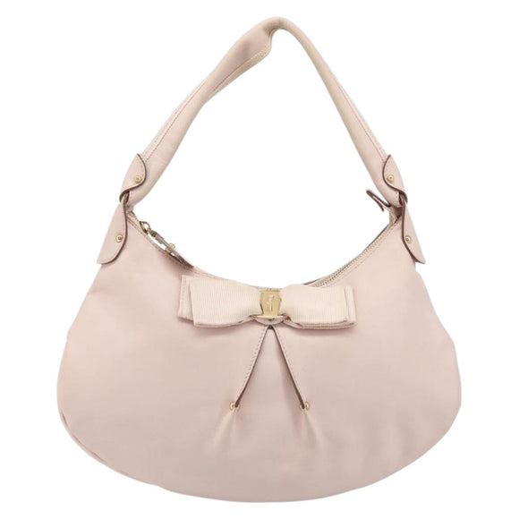 Salvatore Ferragamo Shoulder Bag Leather Pink Gold Auth ka3027