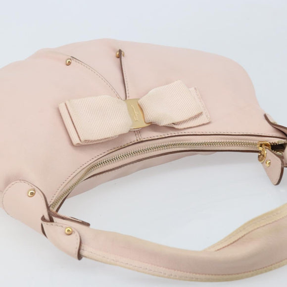 Salvatore Ferragamo Shoulder Bag Leather Pink Gold Auth ka3027