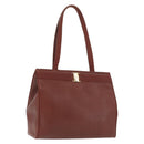 Salvatore Ferragamo Tote Bag Leather Brown Gold Auth ka3028-1