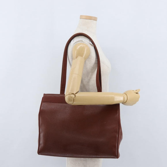 Salvatore Ferragamo Tote Bag Leather Brown Gold Auth ka3028