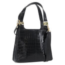 Salvatore Ferragamo Handtasche Leder 2-Wege Schwarz Gold Auth ka3030-1