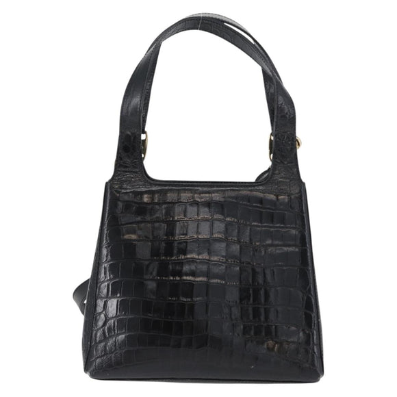 Salvatore Ferragamo Handtasche Leder 2-Wege Schwarz Gold Auth ka3030
