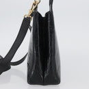 Salvatore Ferragamo Handtasche Leder 2-Wege Schwarz Gold Auth ka3030-3
