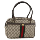 GUCCI GG Supreme Web Sherry Line Hand Bag PVC Beige Gold 010 378 Auth ka3033-1