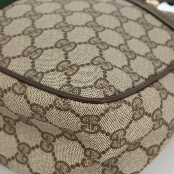 GUCCI GG Supreme Web Sherry Line Hand Bag PVC Beige Gold 010 378 Auth ka3033